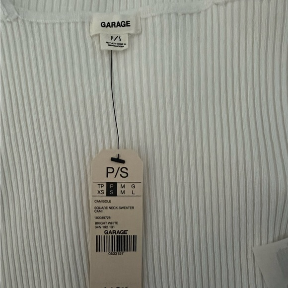 Garage Knit White Tank Top, Size S - Picture 2 of 4